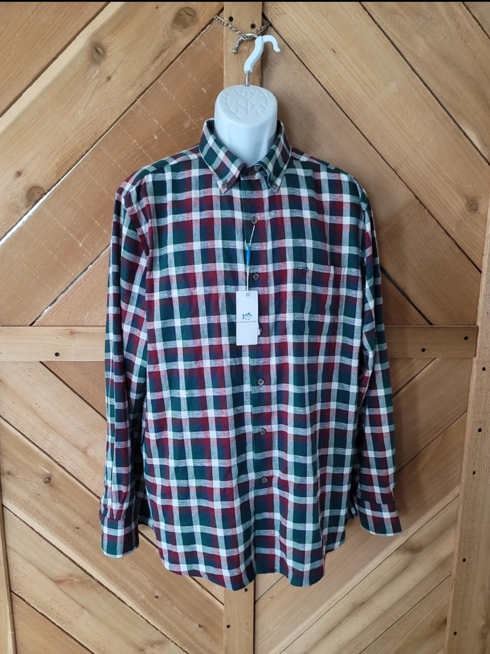 Southern Tide Red & Green Plaid Button-Down Shirt